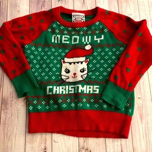 Ugly Christmas Baby Sweater “Meowy Christmas” 18m